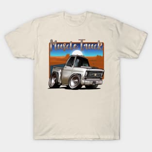 Grey Muscle Truck Illustration T-Shirt